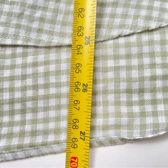 Uniqlo Linen Gingham Shirt Women’s Size Small Picnic Cottagecore Spring Green - Picture 12 of 12